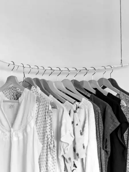 Rail of shirts and jackets.