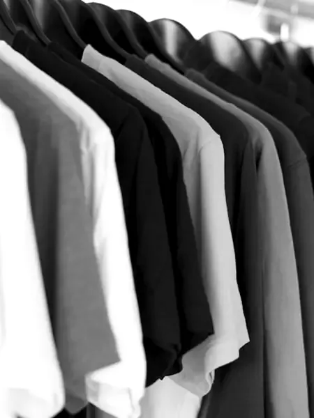 Dense rail of garments.
