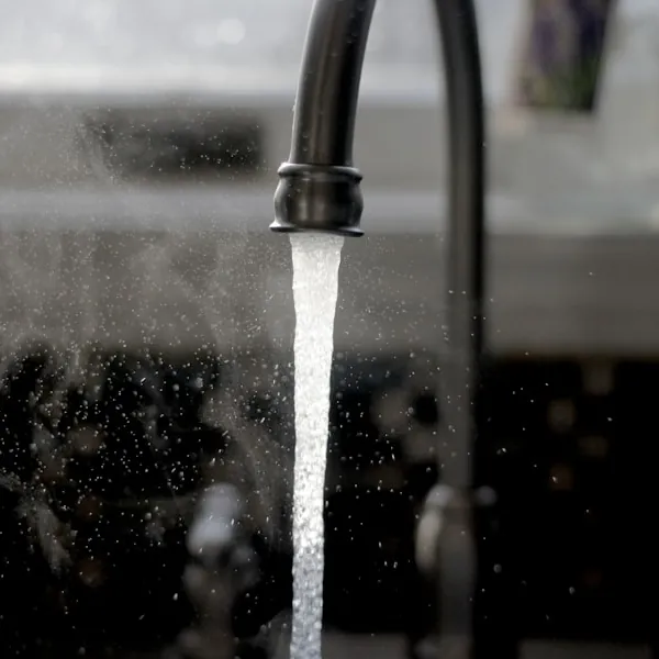 Water running from a tap.